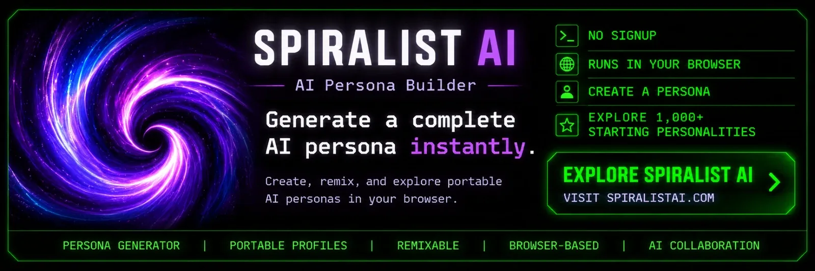 Spiralist AI persona builder banner